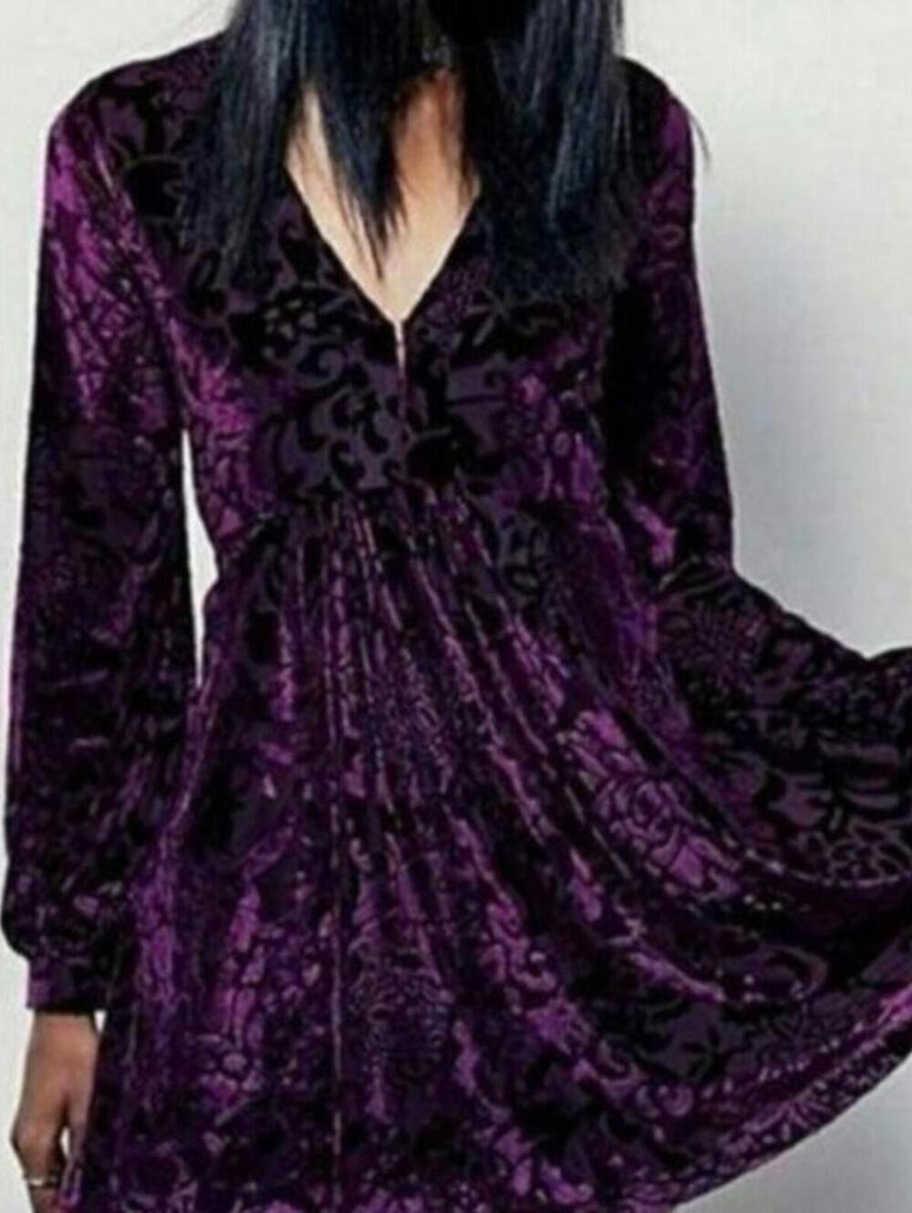 Free People Velour Velvet Damask Jacquard Brocade Dress - Picture 5 of 5